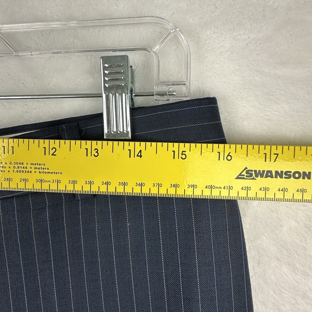 Joseph Abboud Dark Blue Navy Pinstripe Flat Front Wool Mens Dress Pants 32x26.5‎ - Picture 3 of 12